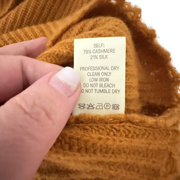 NWTs Lapointe Cropped Frayed Hem Cashmere Silk Turtle Neck Sweater (L) - Picture 11 of 16